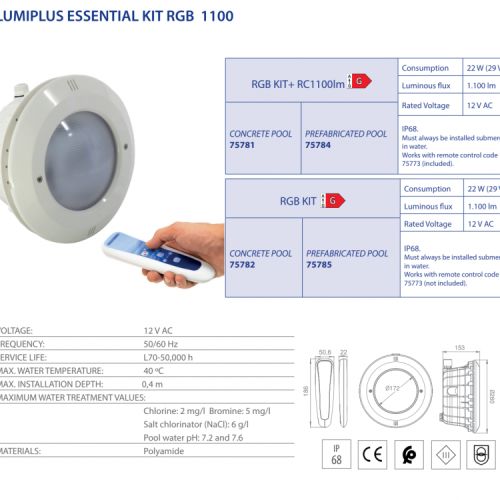 astralpool proyector lumiplus essential par56 1100lm piscina prefabricada