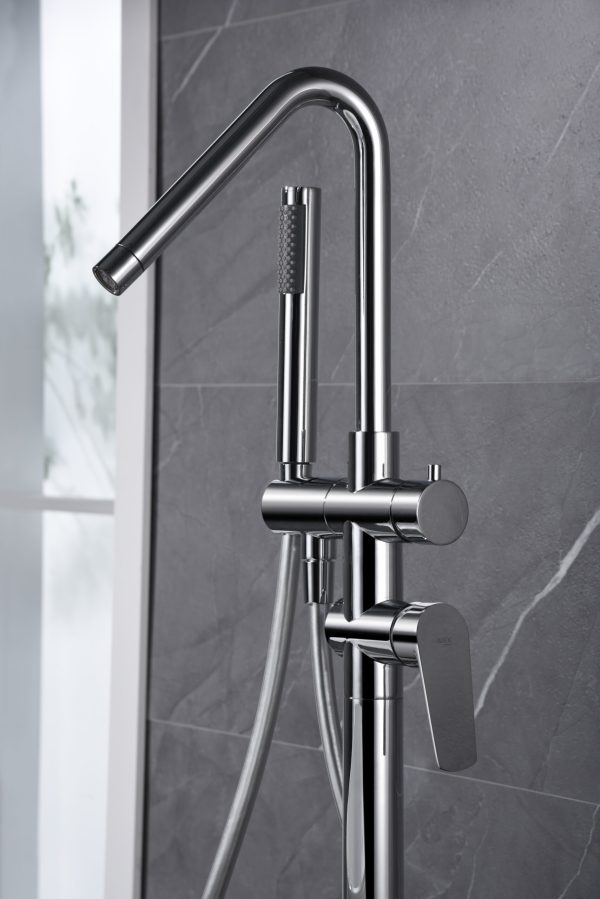Grifería exenta de bañera monomando en latón cromado serie Belgica - Imagen 2