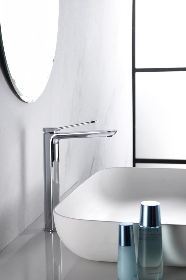 Monomando de lavabo caño alto cromado serie Dinamarca - Imagen 2