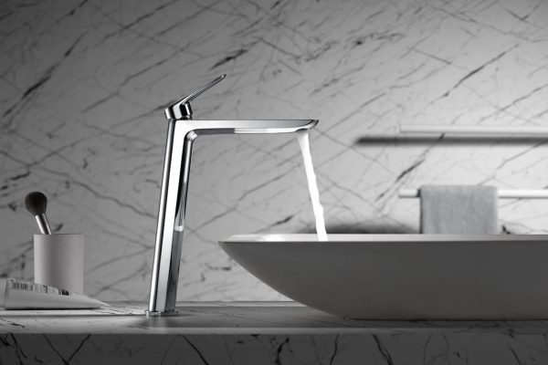 Monomando de lavabo caño alto cromado serie Belgica - Imagen 2
