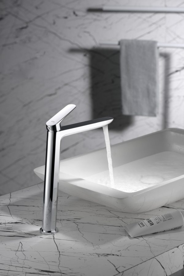 Monomando de lavabo caño alto cromado serie Belgica - Imagen 3